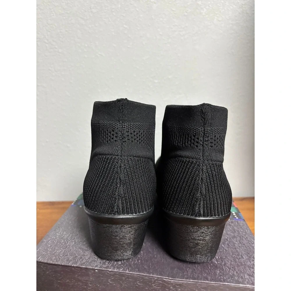 Bernie Mev Camryn Black Stretch Knit Ankle Boot Wedge Size 36 US 5-5.5